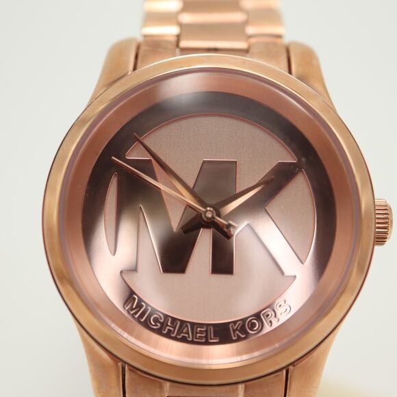 Michael Kors Mini Runway Rose Gold Tone 33mm Watch Steel Bracelet NEW w Tags main image 6
